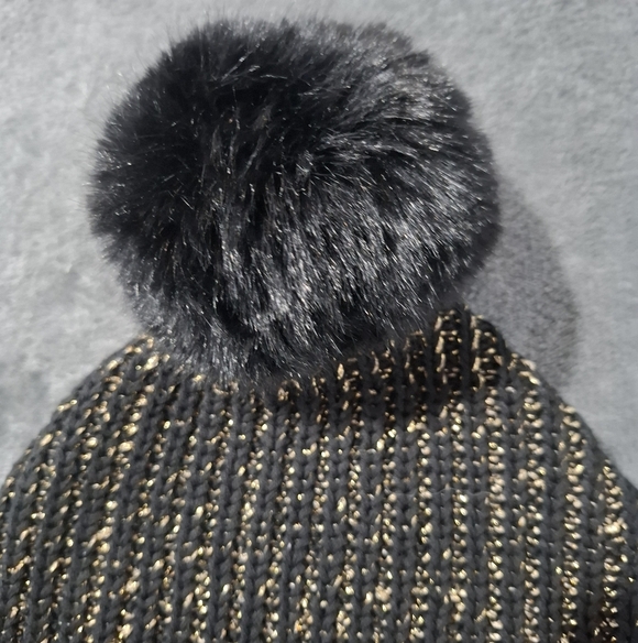 Love Your Melon Harry Potter Snitch Black Metallic Gold Pom Beanie